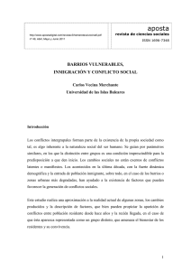 BARRIOS VULNERABLES, INMIGRACIÓN Y CONFLICTO SOCIAL