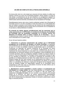 Un a&ntilde;o de Conflicto en la Psicolog&iacute;a Espa&ntilde;ola
