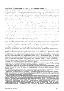 Manifiesto de la regencia de Urgel en apoyo de Fernando VII