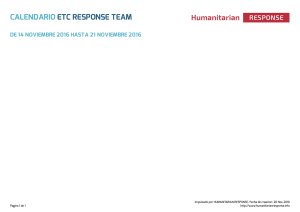 Calendario ETC Response Team | HumanitarianResponse