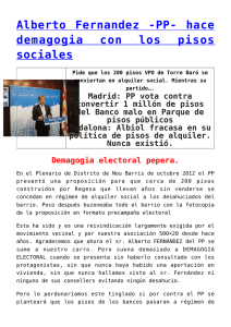 Alberto Fernandez -PP- hace demagogia con los pisos sociales