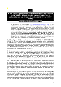 presentación del informe CAMBIOS DE OCUPACIÓN DEL SUELO