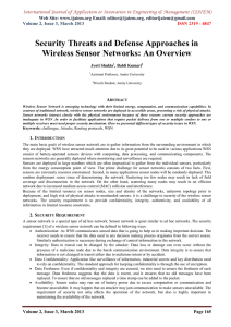Security Threats and Defense Approaches in Wireless Sensor