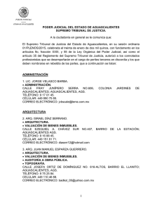 Lista de Peritos - Poder Judicial de Estado de Aguascalientes