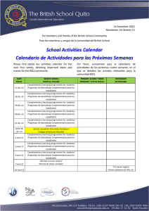 School Activities Calendar Calendario de Actividades para las