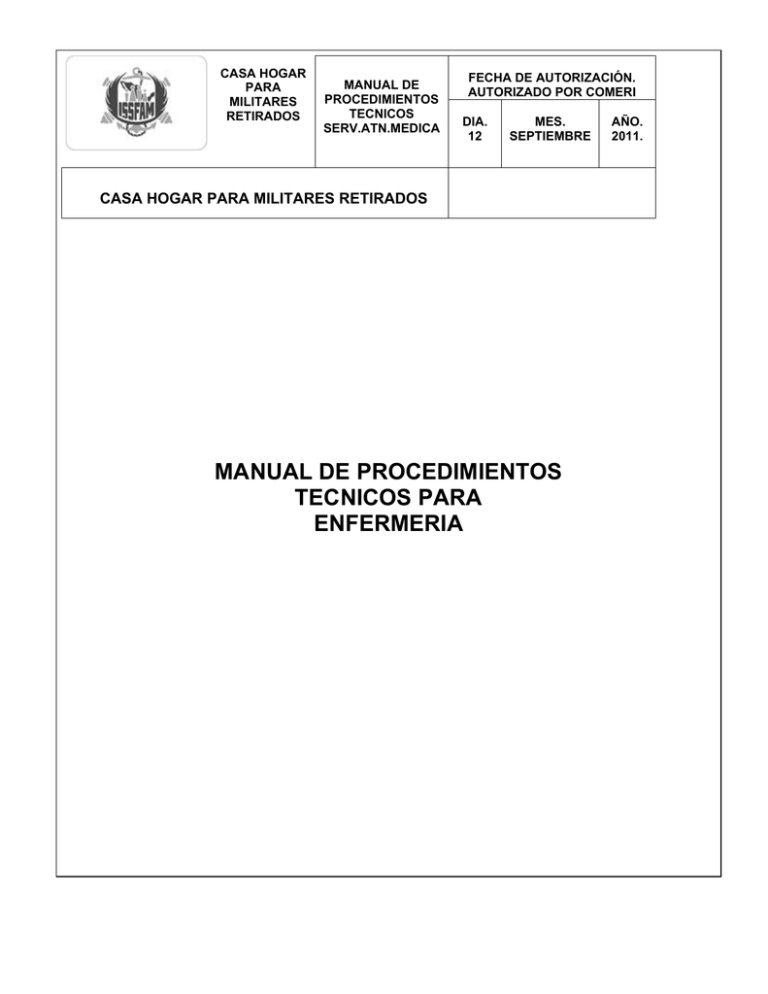 Manual De Procedimientos Tecnicos Para Enfermeria