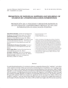 promotion of individual happiness and wellbeing of students by a