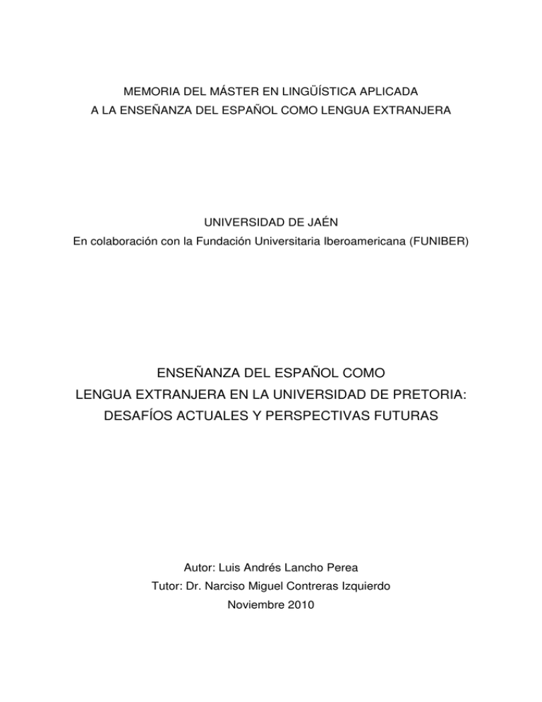 ENSEÑANZA DEL ESPAÑOL COMO LENGUA EXTRANJERA EN