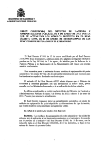 orden comunicada del ministro de hacienda y administraciones