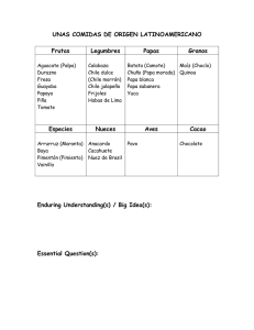 UNAS COMIDAS DE ORIGEN LATINOAMERICANO Frutas