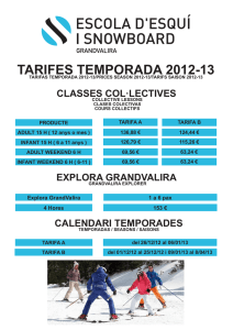 TARIFES TEMPORADA 2012-13 TARIFAS TEMPORADA 2012