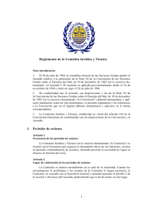Reglamento de la Comisión Jurídica y Técnica I. Períodos de sesiones
