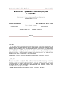Referencia a Espa&ntilde;a en la Cr&oacute;nica anglosajona en el siglo VIII