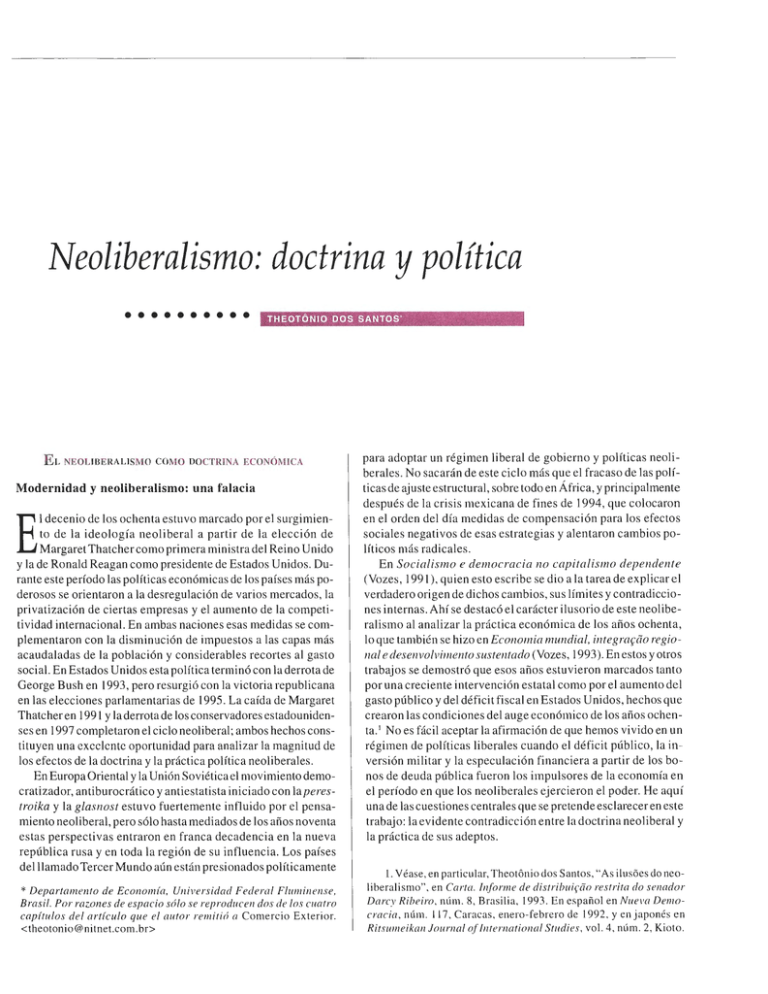 Neoliberalismo Doctrina Y Pol Tica