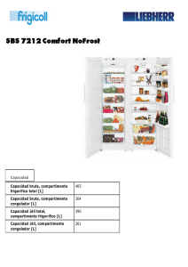 Capacidad Capacidad bruta, compartimento frigorífico total [L] 405