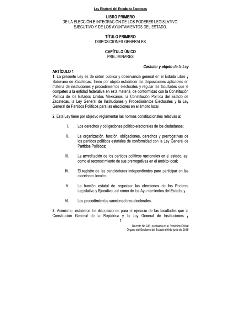 Ley Electoral del Estado de Zacatecas