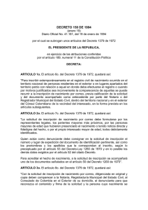 decreto 158 de 1994 - Registraduría Nacional del Estado Civil