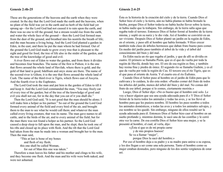 Genesis 2 4b 25 G nesis 2 4 25