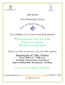 Free Parenting Classes For children 0 to 3 years and their parents