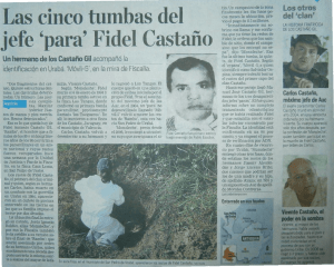 Las cinco tumbas del jefe `para`Fidel Castaño