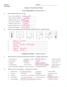 Spanish 1 Nombre Avancemos Semester 1 Exam Review Packet