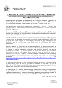 El MEYSS concede 280.500 euros a las asociaciones de españoles