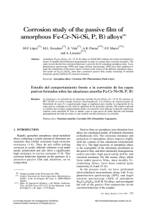 Corrosion study of the passive film of amorphous Fe-Cr-Ni