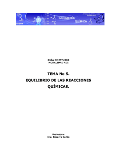 TEMA No 5. EQUILIBRIO DE LAS REACCIONES QUÍMICAS.