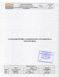 144. Procedimiento para la capacitación en el uso y manejo de la