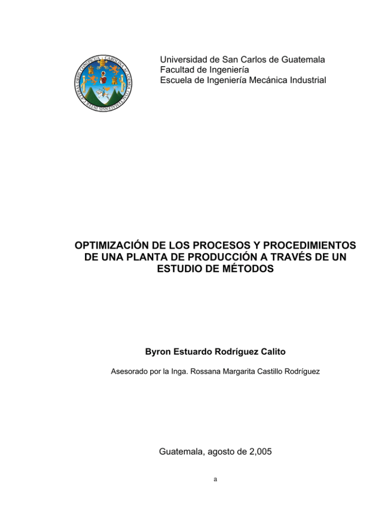 Optimización De Los Procesos Y Procedimientos De Una Planta De