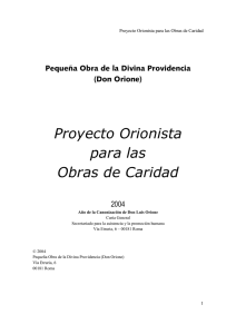 Proyecto Orionista para las Obras de Caridad