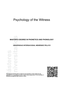 Psychology of the Witness - Universidad Internacional Menéndez