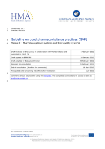 Guideline on good pharmacovigilance practices: Module I