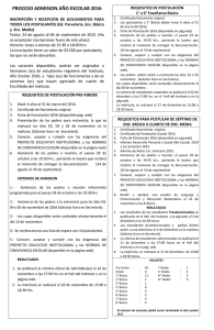 Díptico Admisión 2016 - Instituto Inmaculada Concepción