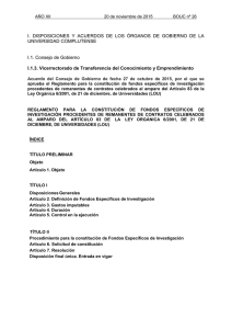Acuerdo del Consejo de Gobierno de fecha 27 de octubre de 2015