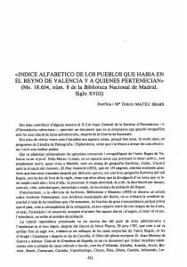 "Índice alfabético de los pueblos que había en el Reyno de Valencia