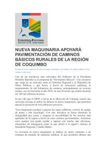 nueva maquinaria apoyara pavimentación Región de Coquimbo