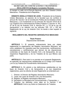 REGLAMENTO del Registro Aeronáutico Mexicano