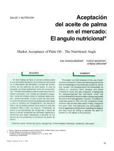 Aceptación del aceite de palma en el mercado: El angulo nutricional*