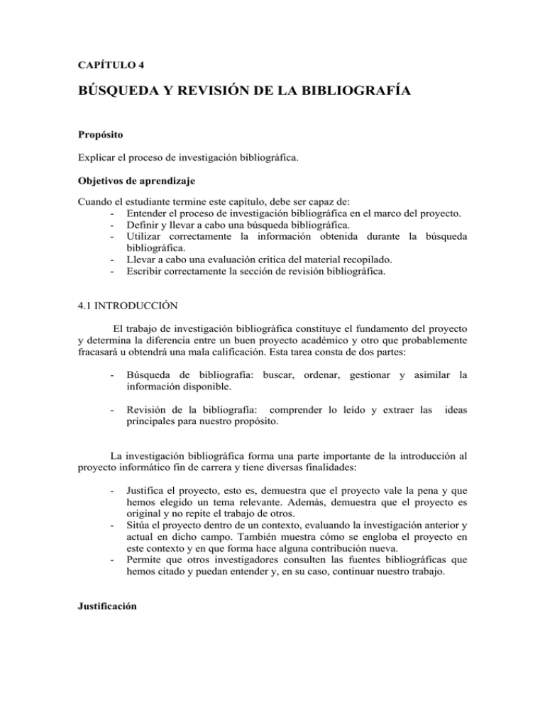 BÚSQUEDA Y REVISIÓN DE LA BIBLIOGRAFÍA