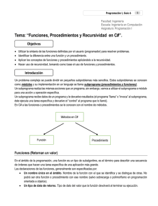 Tema: “Funciones, Procedimientos y Recursividad en C#”.