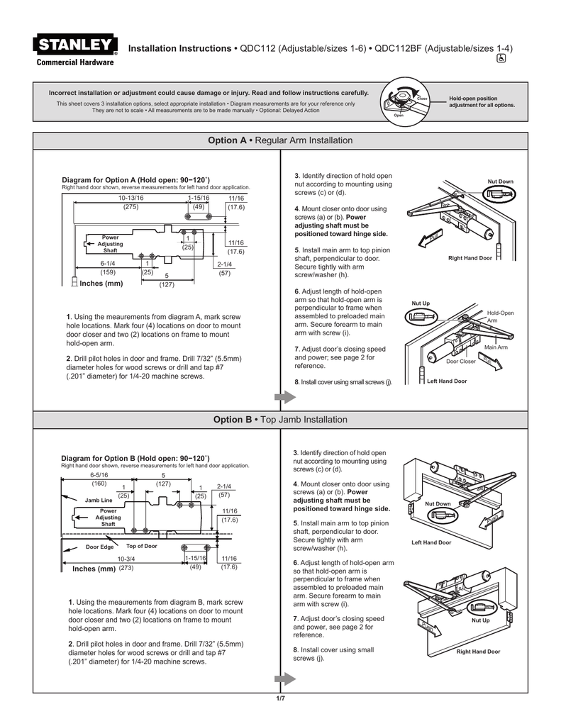 Adjustable/sizes 14 Stanley Commercial Hardware