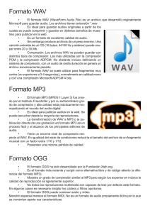 Formato WAV Formato MP3 Formato OGG