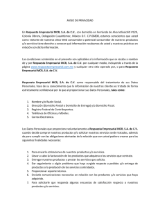 AVISO DE PRIVACIDAD En Respuesta Empresarial MCR, S.A. de