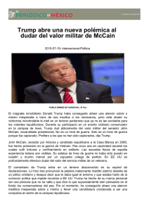 Trump abre una nueva polémica al dudar del valor militar de McCain