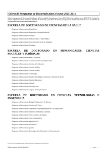 Oferta de Programas de Doctorado para el curso 2015