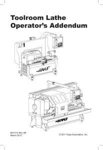 Toolroom Lathe Operator`s Addendum
