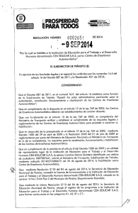 ÿþRESOLUCION 0002651-2014 - Ministerio de Transporte