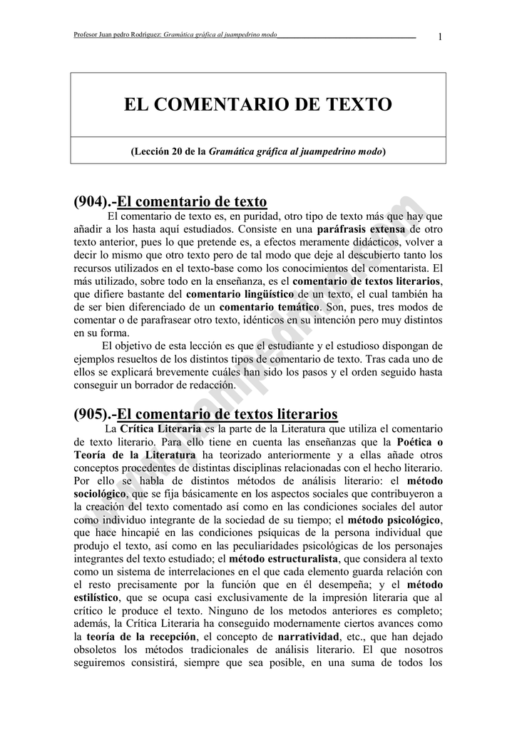 Tipos De Texto Tipos De Texto Comentario De Texto