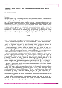 Toponimia y política lingüística en la región autónoma Friuli Venecia